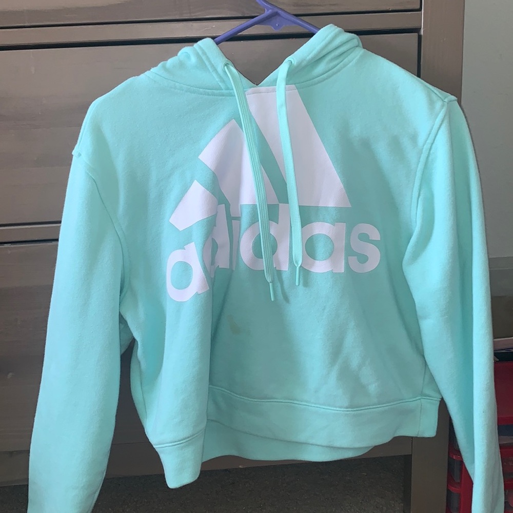mint green adidas cropped hoodie